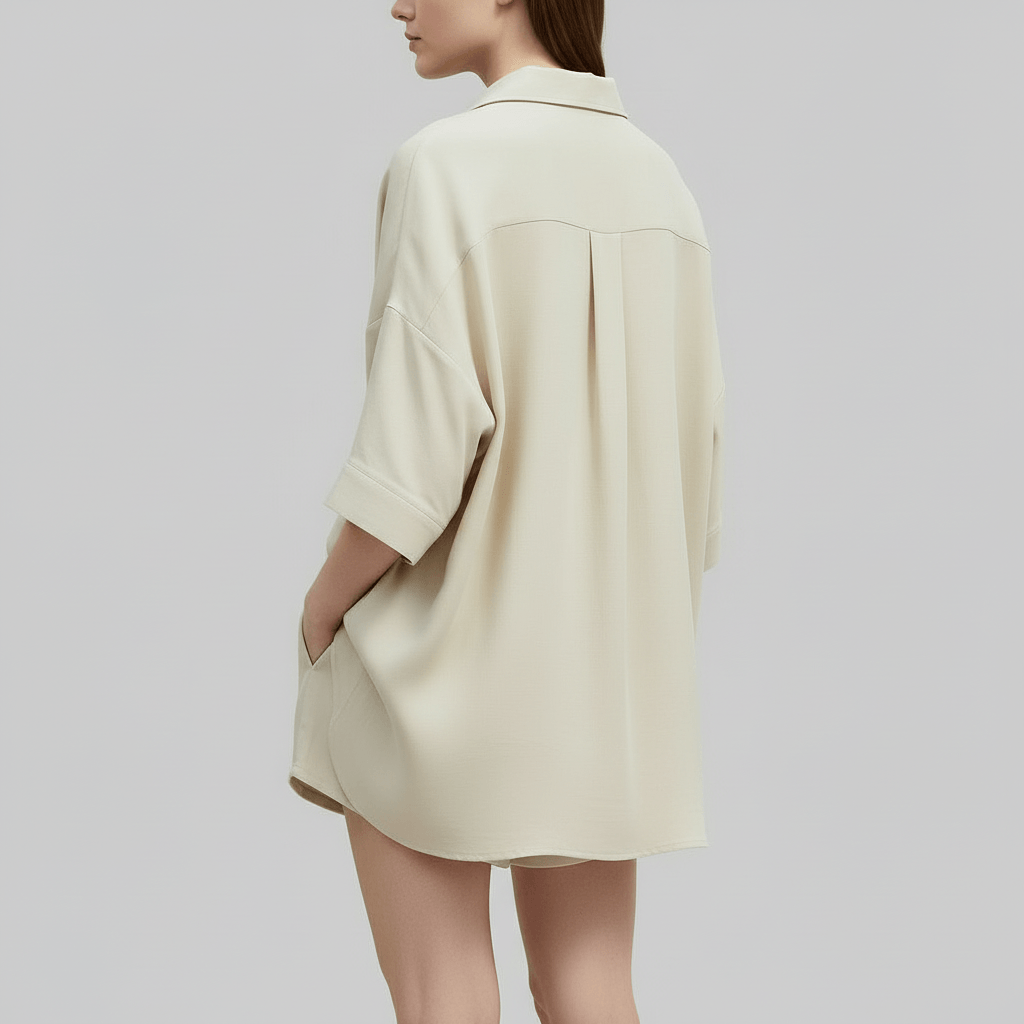 Lizzy | Ensemble d'été en lin avec chemise ample et short élastique 1