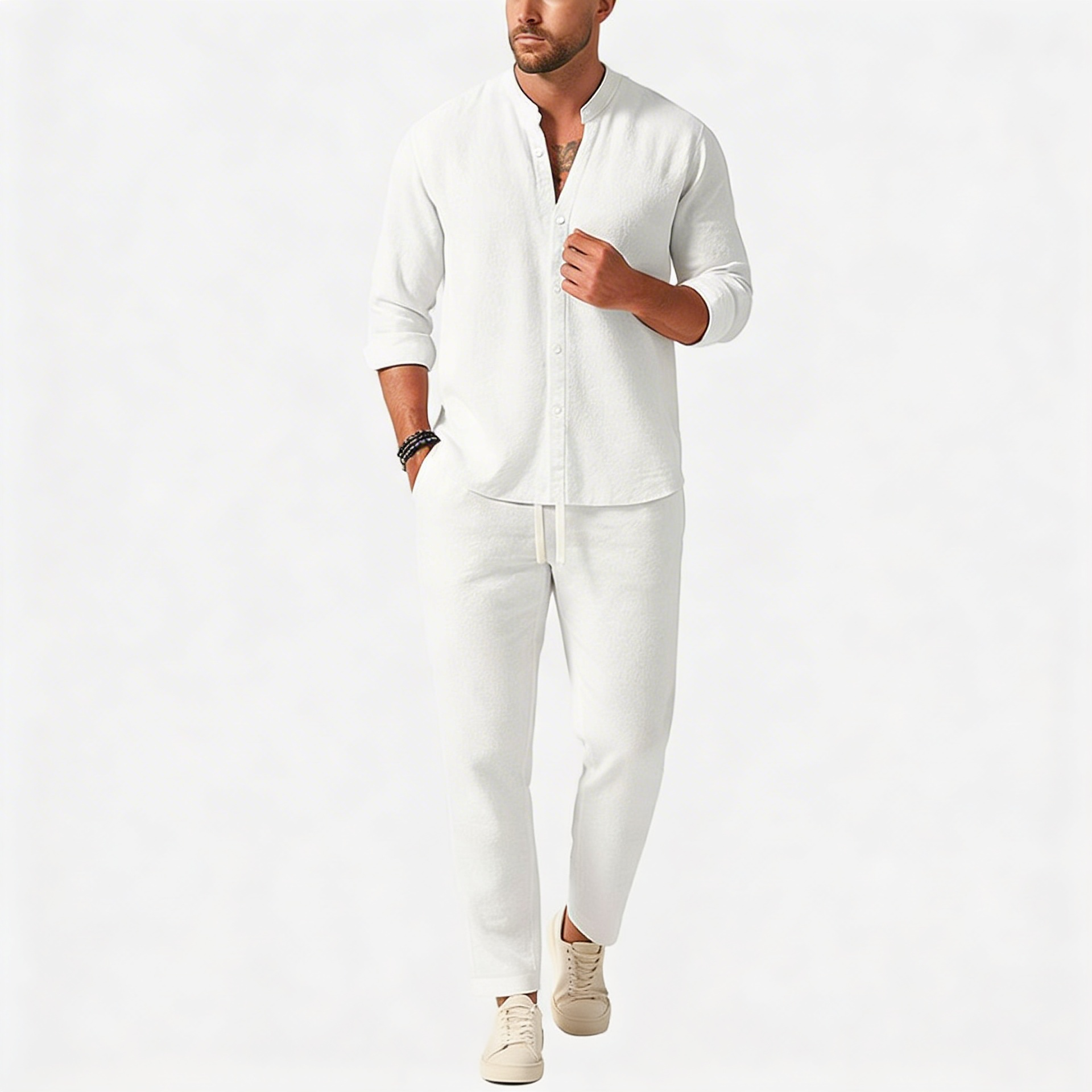 Lizzy | Ensemble en lin avec haut ample et pantalon ajusté 0