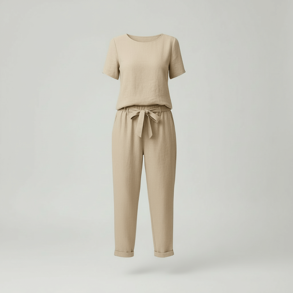 Lizzy | Lin ensemble avec blouse à manches courtes et pantalon ample 2