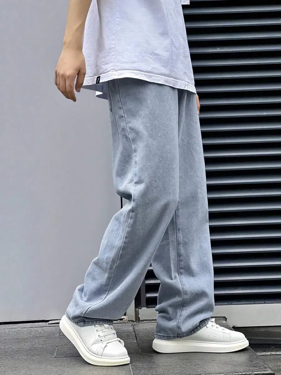 Pantalon ample droit pour homme – Denim décontracté à jambe large