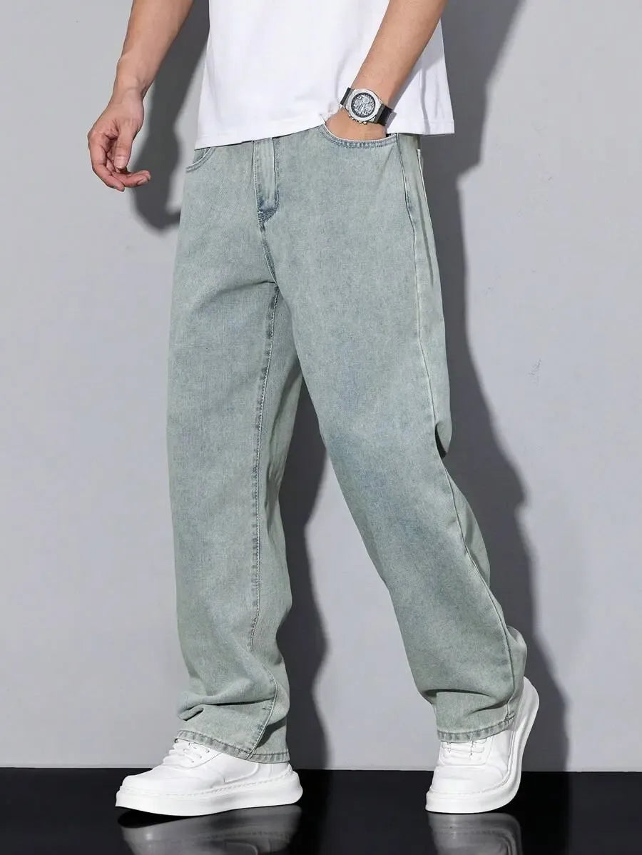 Pantalon ample droit pour homme – Denim décontracté à jambe large