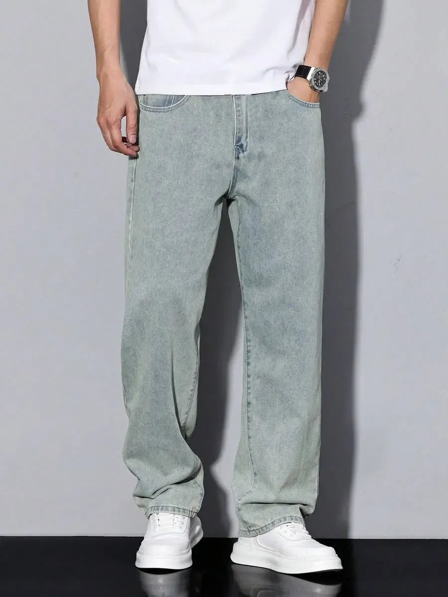 Pantalon ample droit pour homme – Denim décontracté à jambe large