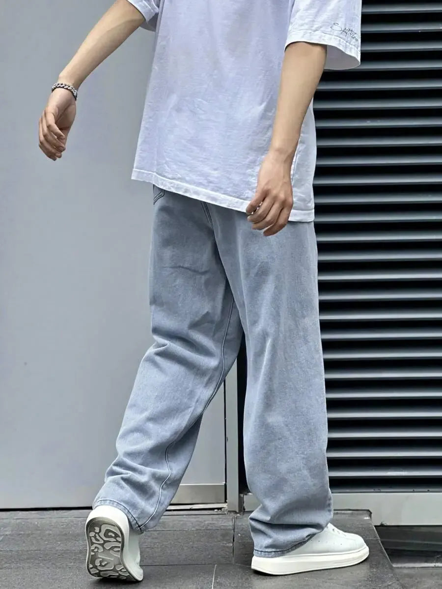 Pantalon ample droit pour homme – Denim décontracté à jambe large