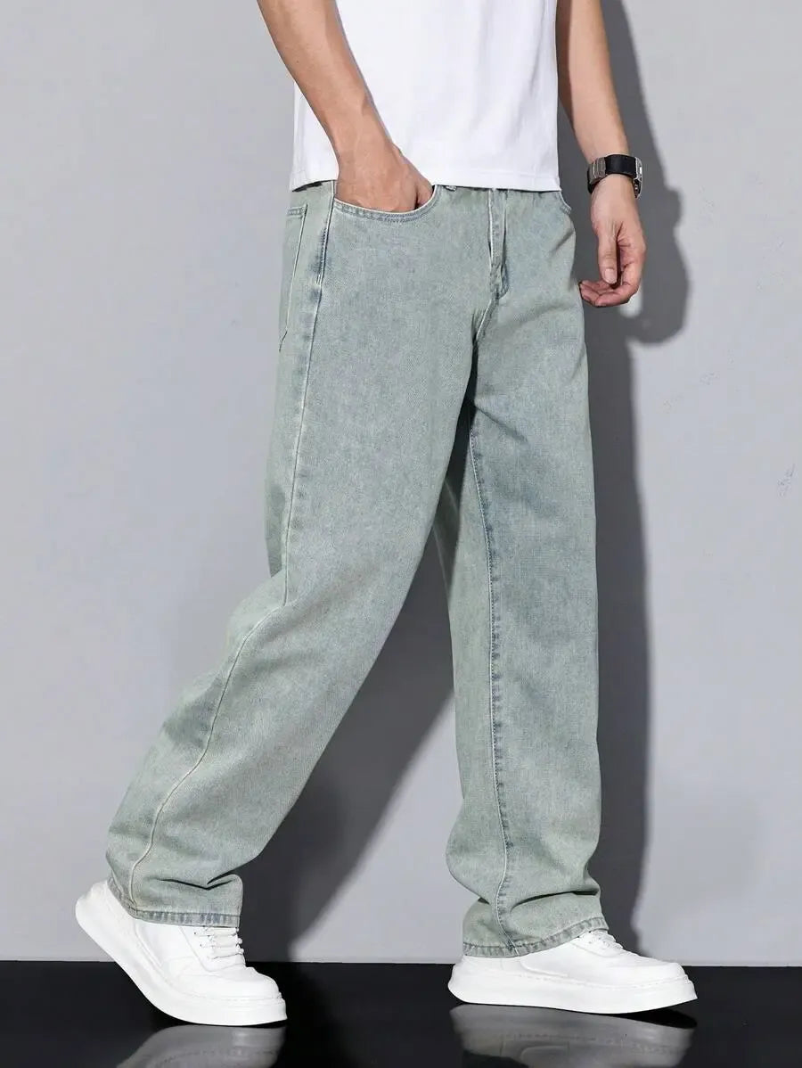 Pantalon ample droit pour homme – Denim décontracté à jambe large