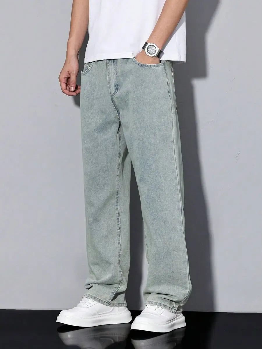 Pantalon ample droit pour homme – Denim décontracté à jambe large