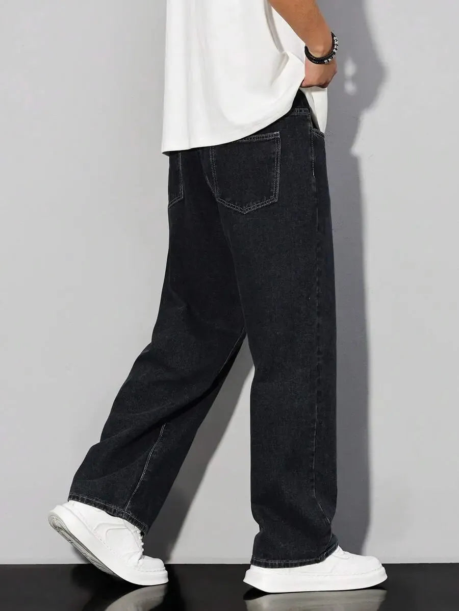 Pantalon ample droit pour homme – Denim décontracté à jambe large