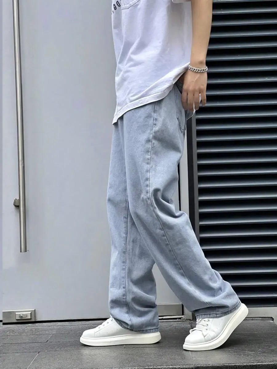 Pantalon ample droit pour homme – Denim décontracté à jambe large