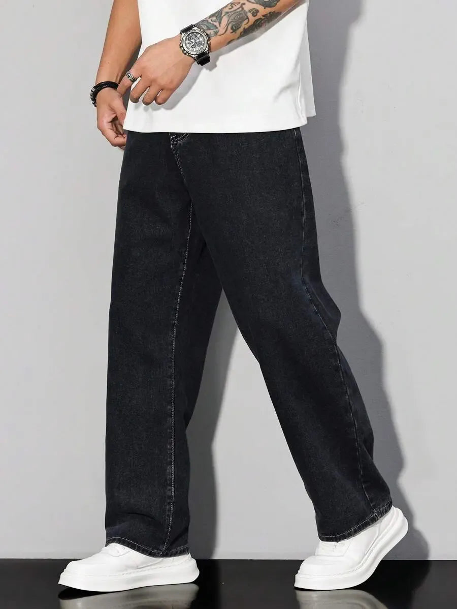 Pantalon ample droit pour homme – Denim décontracté à jambe large