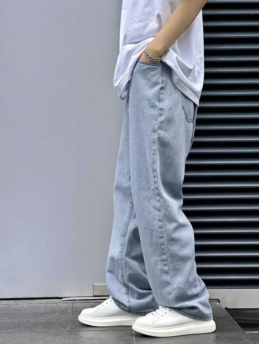 Pantalon ample droit pour homme – Denim décontracté à jambe large