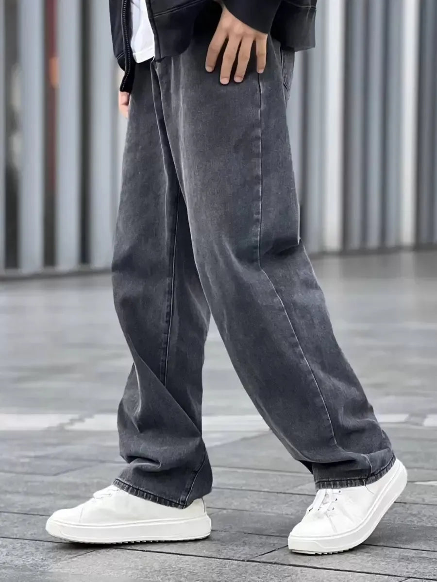 Pantalon ample droit pour homme – Denim décontracté à jambe large