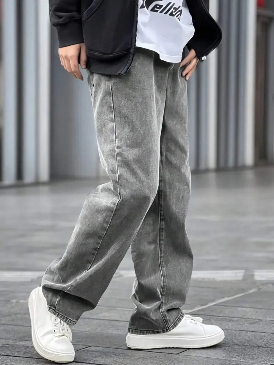 Pantalon ample droit pour homme – Denim décontracté à jambe large