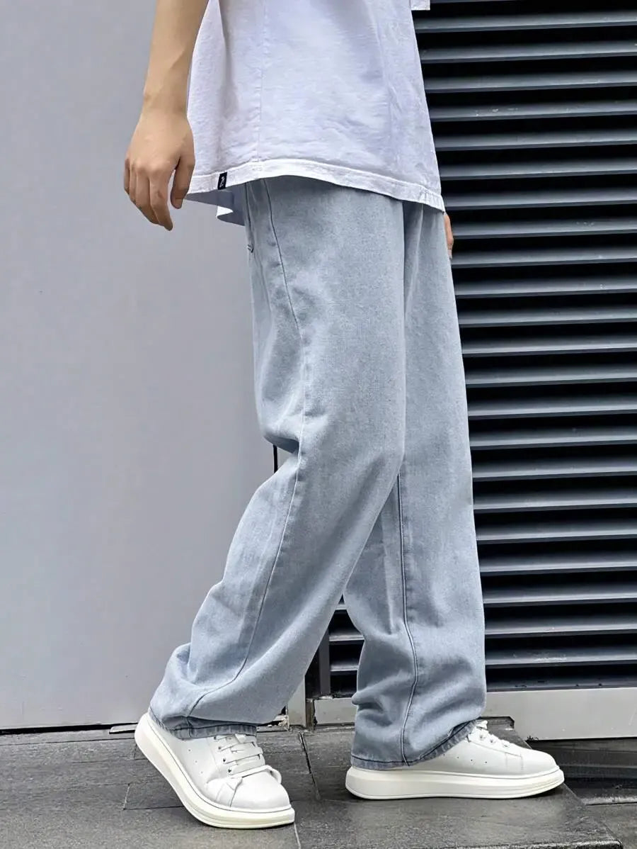Pantalon ample droit pour homme – Denim décontracté à jambe large