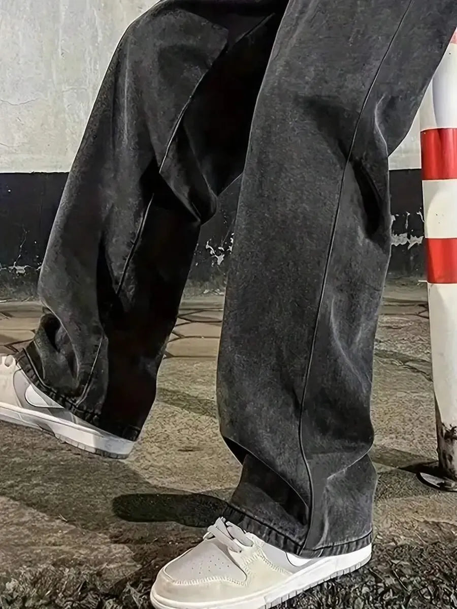Pantalon ample droit pour homme – Denim décontracté à jambe large
