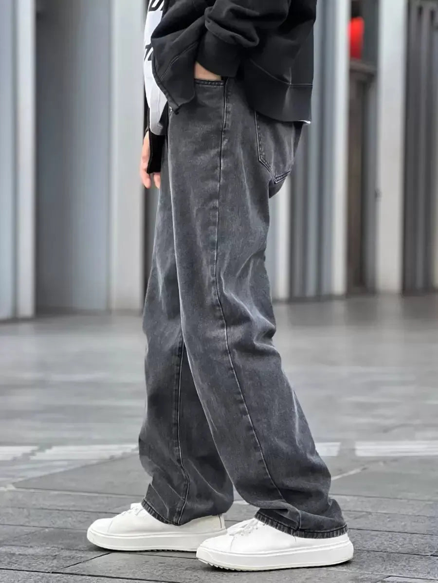 Pantalon ample droit pour homme – Denim décontracté à jambe large