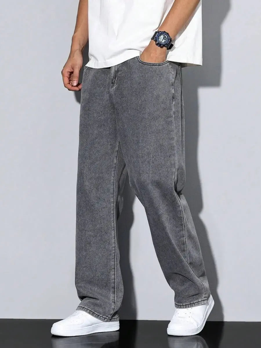 Pantalon ample droit pour homme – Denim décontracté à jambe large