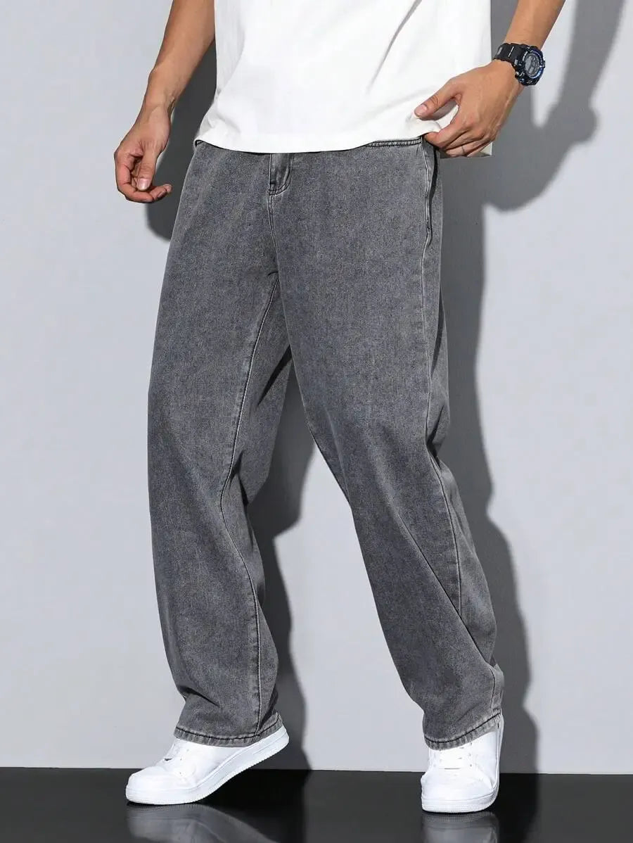 Pantalon ample droit pour homme – Denim décontracté à jambe large