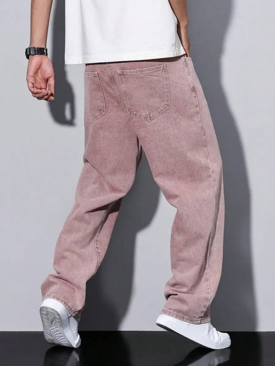 Pantalon ample droit pour homme – Denim décontracté à jambe large