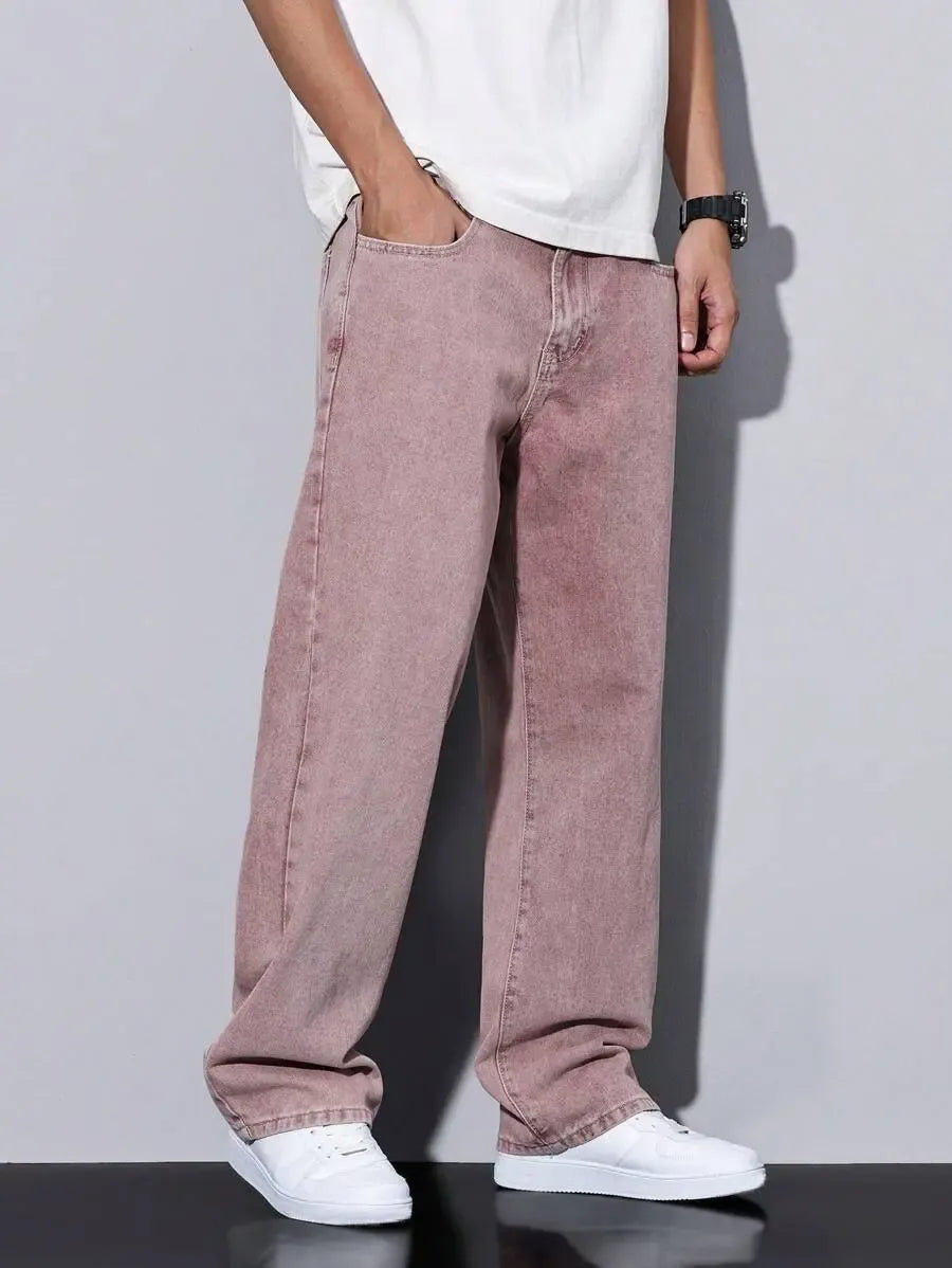 Pantalon ample droit pour homme – Denim décontracté à jambe large