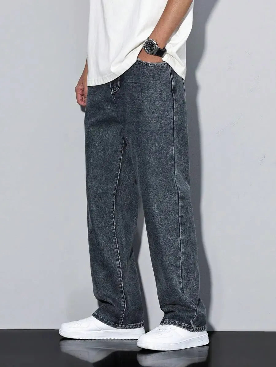 Pantalon ample droit pour homme – Denim décontracté à jambe large