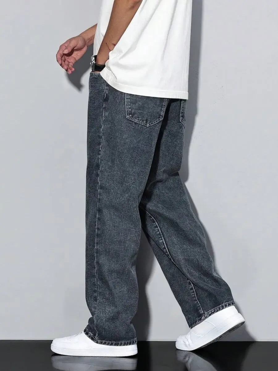 Pantalon ample droit pour homme – Denim décontracté à jambe large