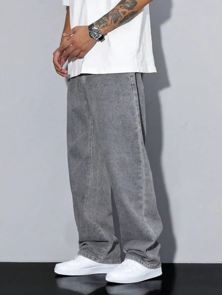 Pantalon ample droit pour homme – Denim décontracté à jambe large