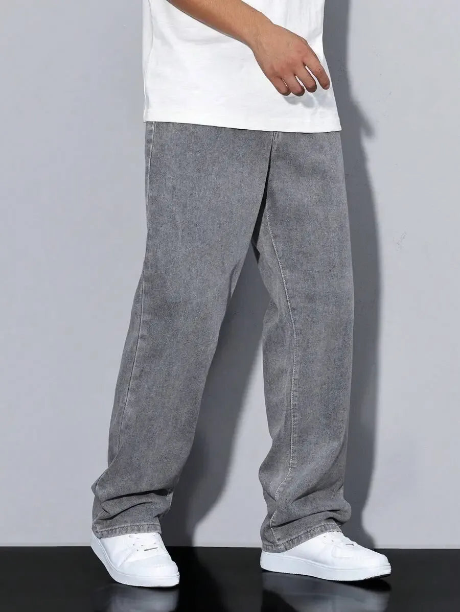 Pantalon ample droit pour homme – Denim décontracté à jambe large