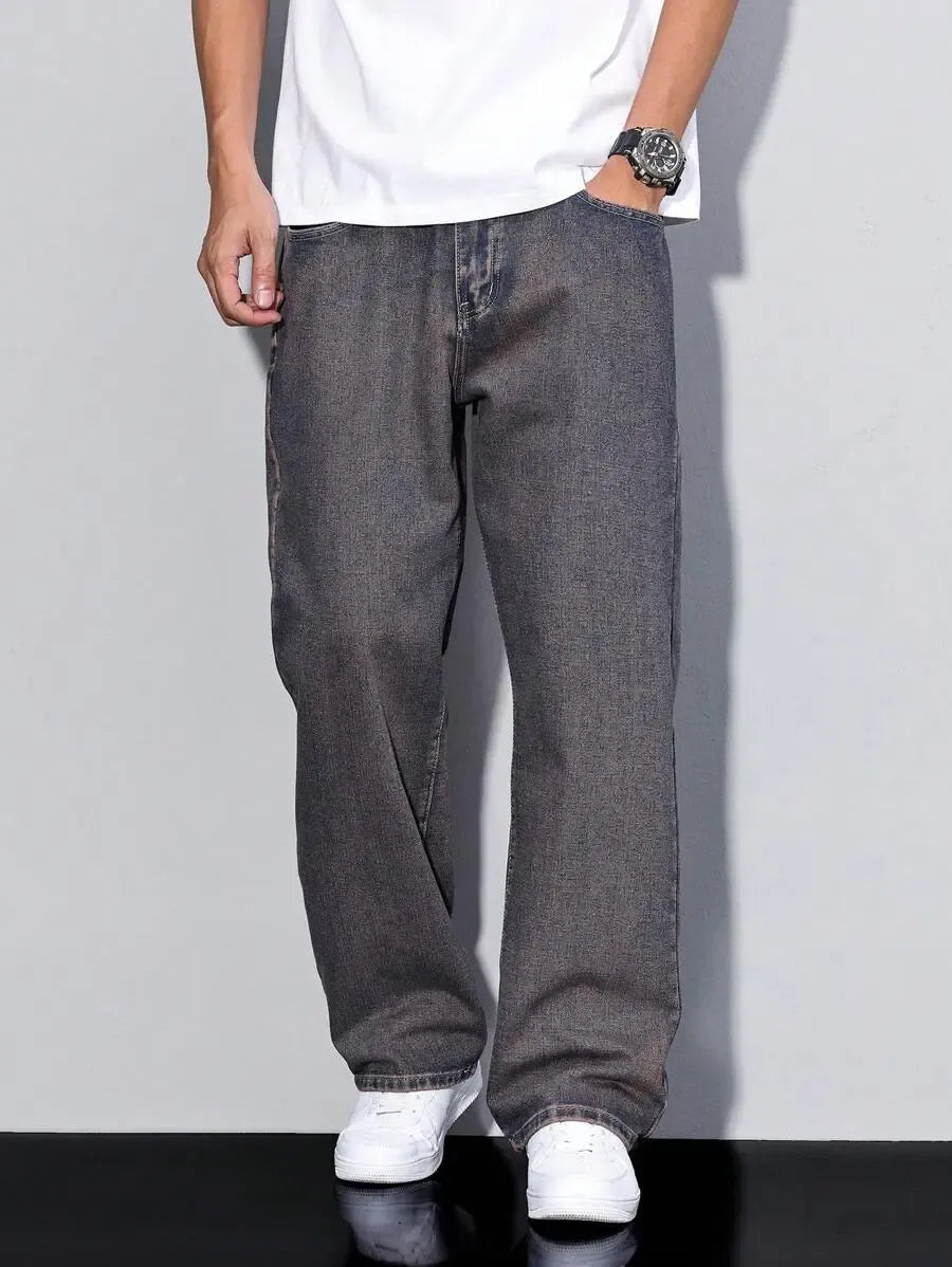 Pantalon ample droit pour homme – Denim décontracté à jambe large