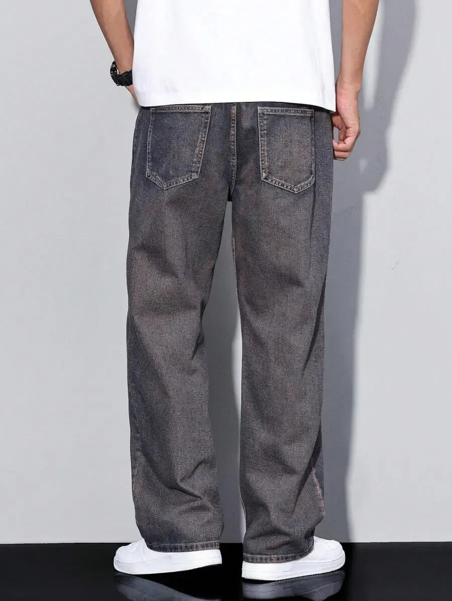 Pantalon ample droit pour homme – Denim décontracté à jambe large