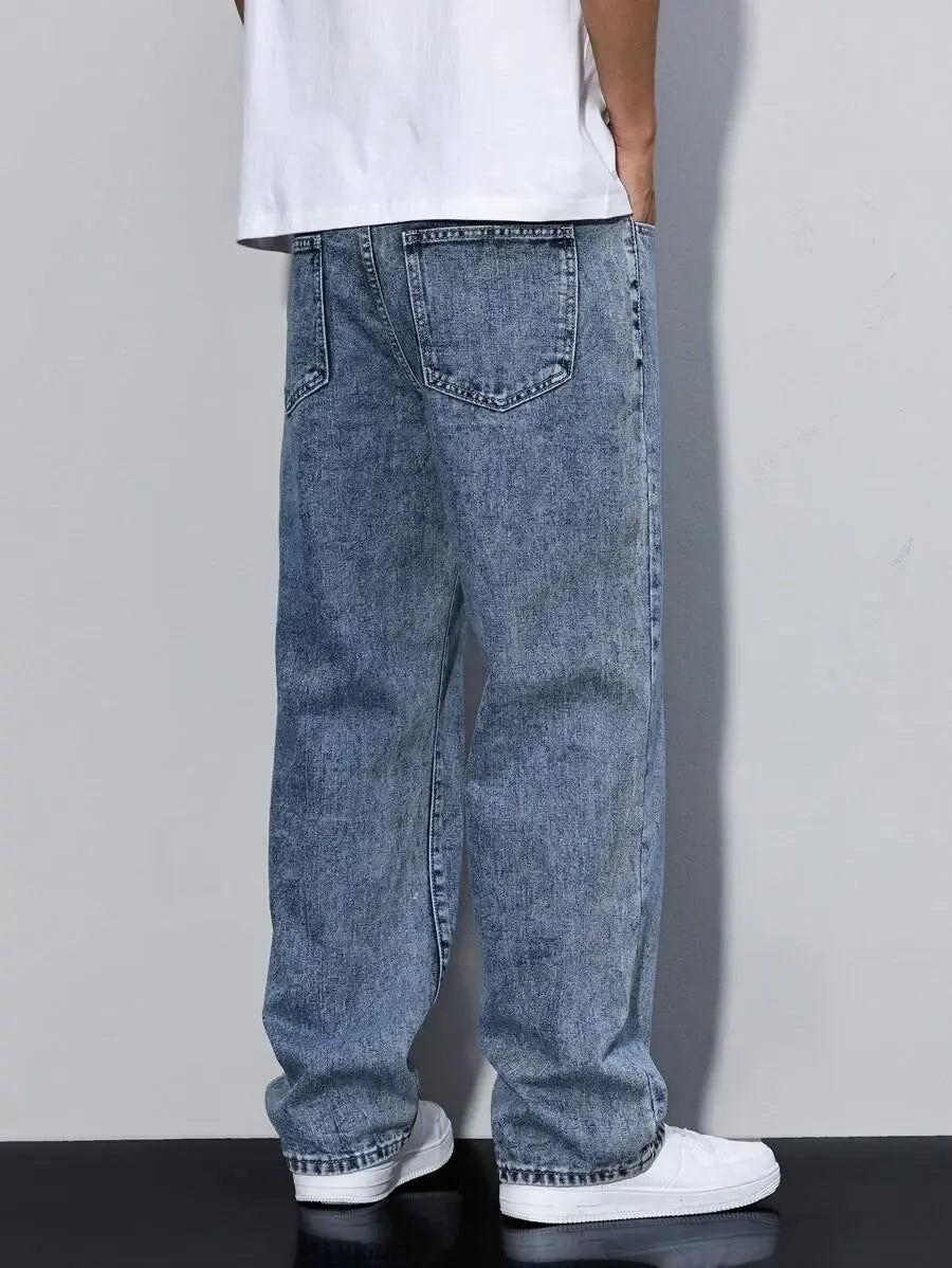 Pantalon ample droit pour homme – Denim décontracté à jambe large