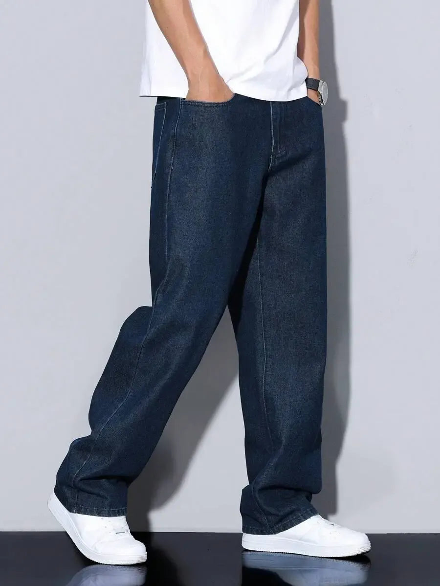 Pantalon ample droit pour homme – Denim décontracté à jambe large
