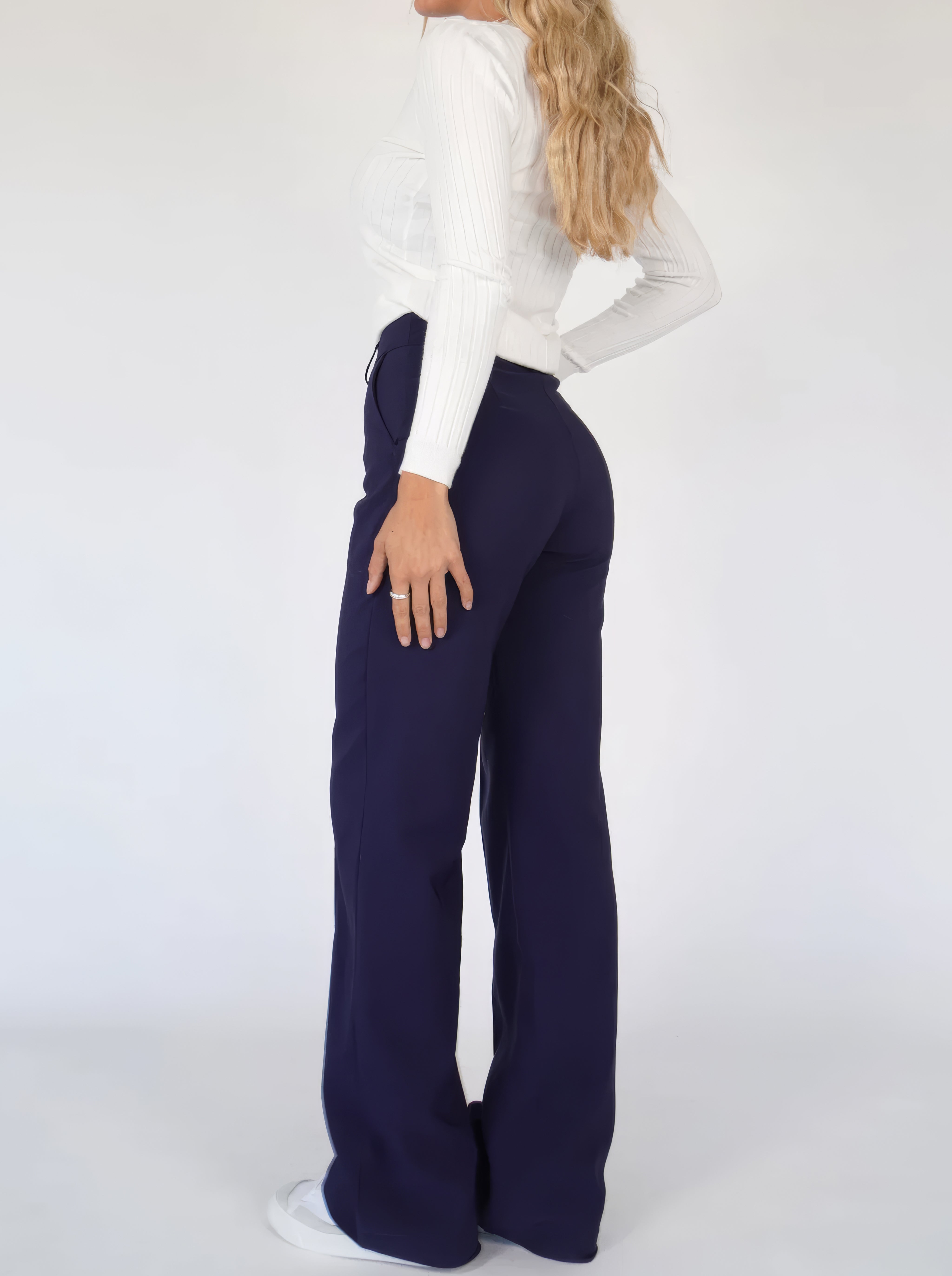 Pantalon taille haute | Jambe droite, coupe classique