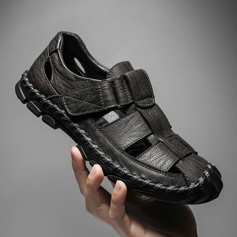 Rizile | Cuir authentique, bouts fermés, semelle antidérapante sandales