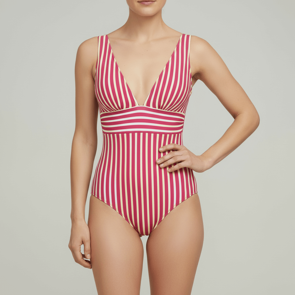Rizile | Maillot de bain une pièce rayé à col en V