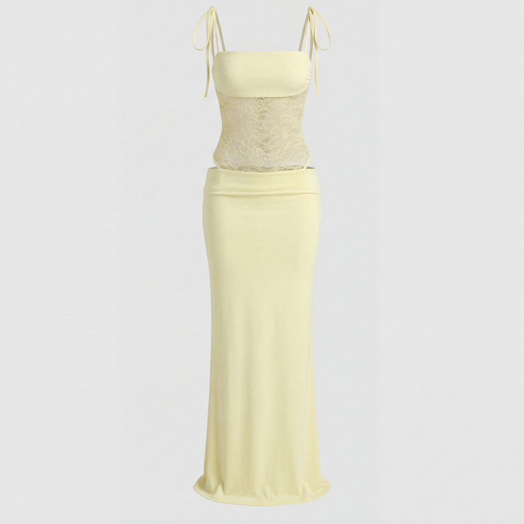 Rizile | Robe maxi avec détails en dentelle