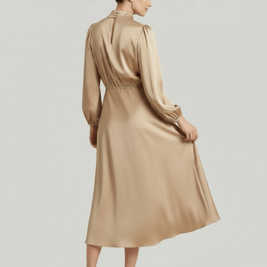 Rizile | Robe midi à encolure haute et manches longues