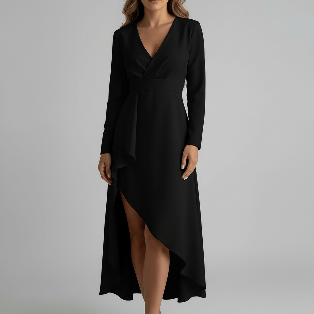 Rizile | Robe midi asymétrique avec décolleté en V