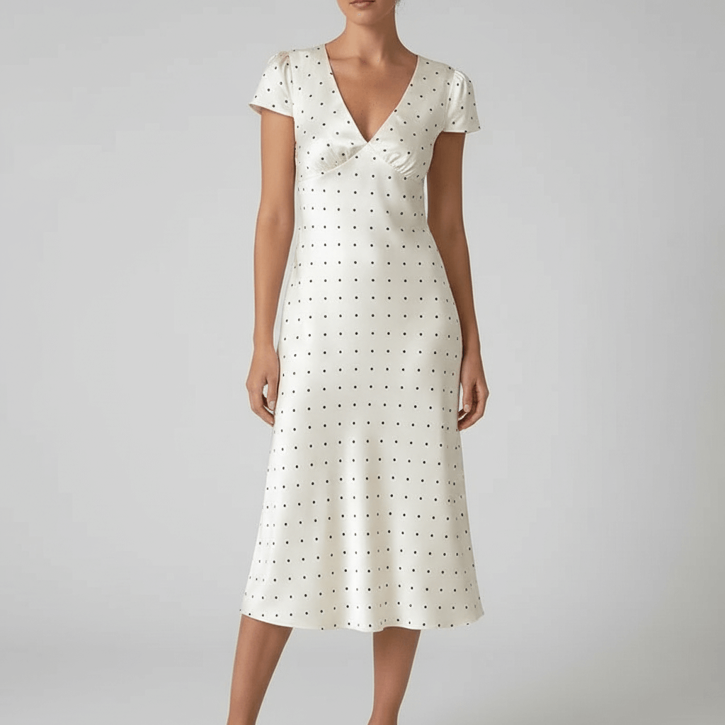 Rizile | Robe midi en satin à imprimé élégant