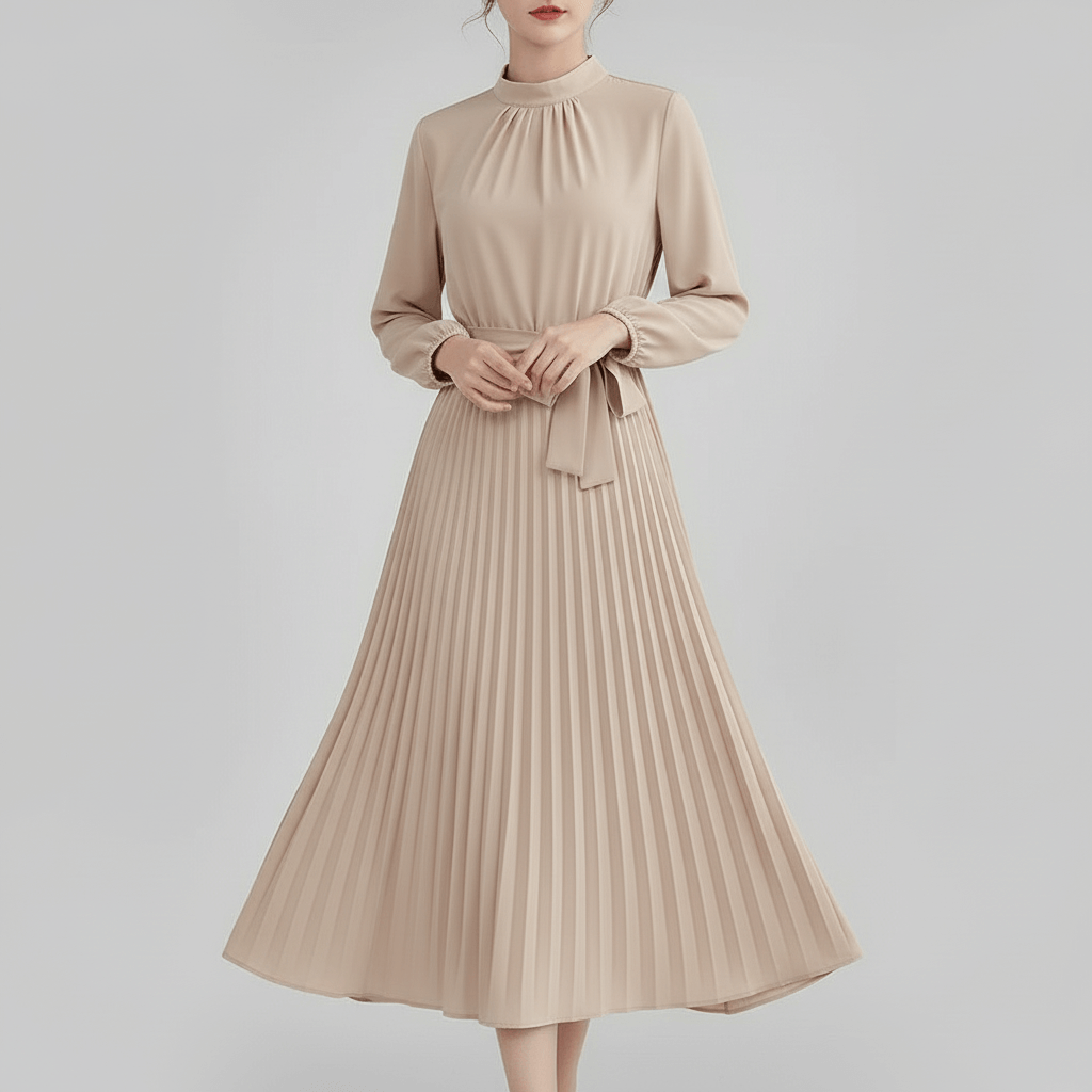 Rizile | Robe midi plissée avec ceinture