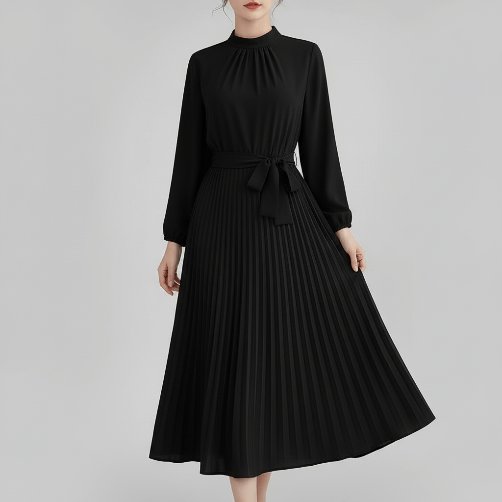 Rizile | Robe midi plissée avec ceinture