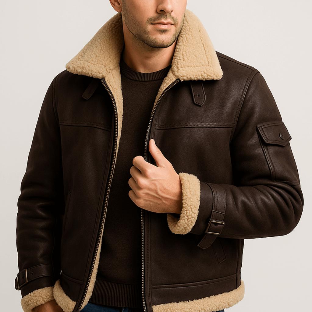 Rizile | Veste en cuir camel avec poches