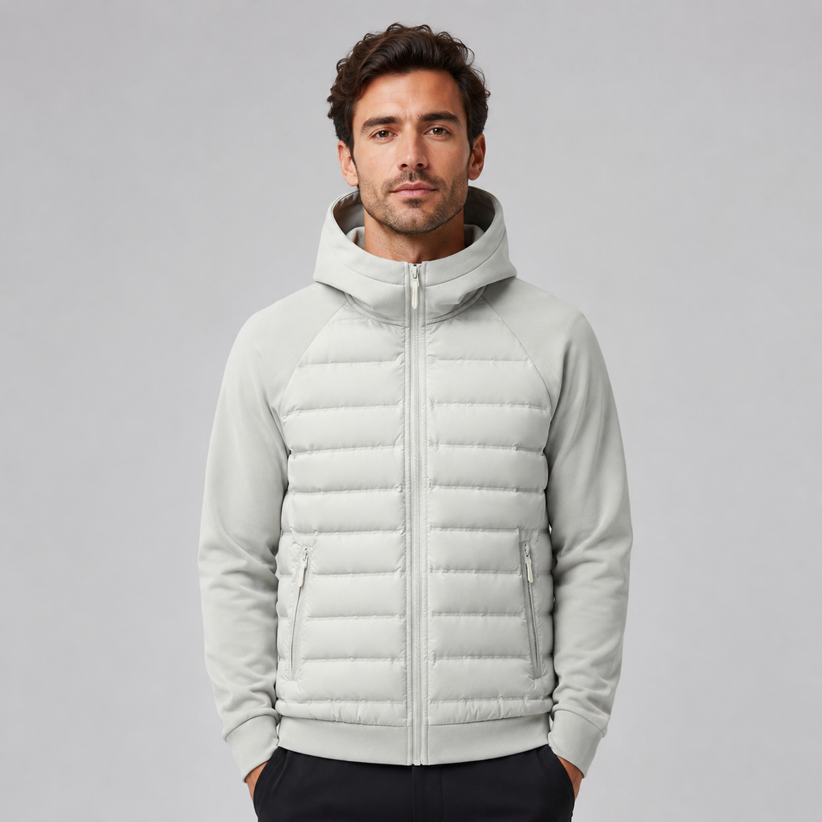 Aarón | Chaqueta acolchada de hombre con capucha - Gris
