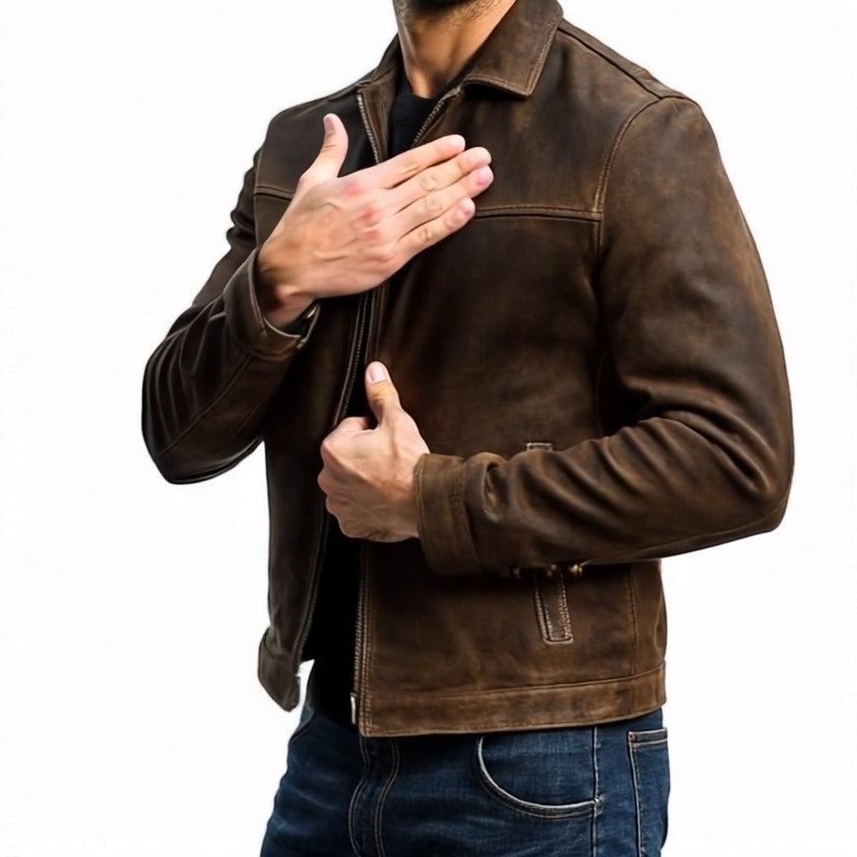 Adolfo | Chaqueta de cuero de hombre con cremallera - foto 4