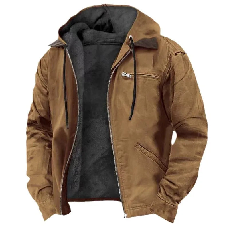 Álex | Chaqueta de hombre con capucha y forro polar - Caqui