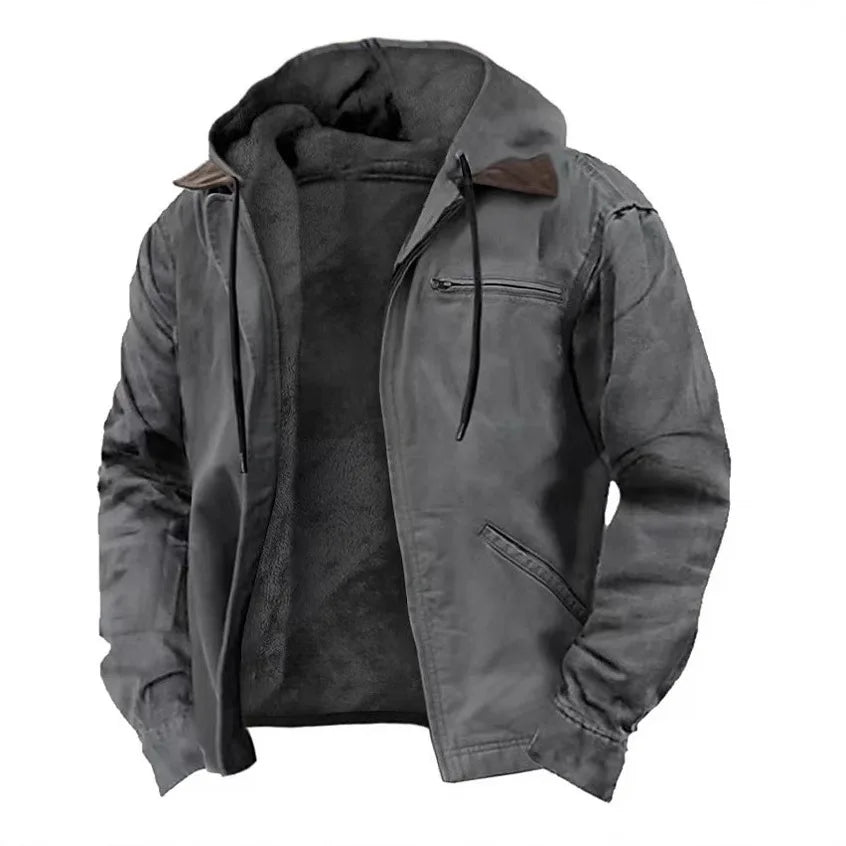 Álex | Chaqueta de hombre con capucha y forro polar - Gris oscuro