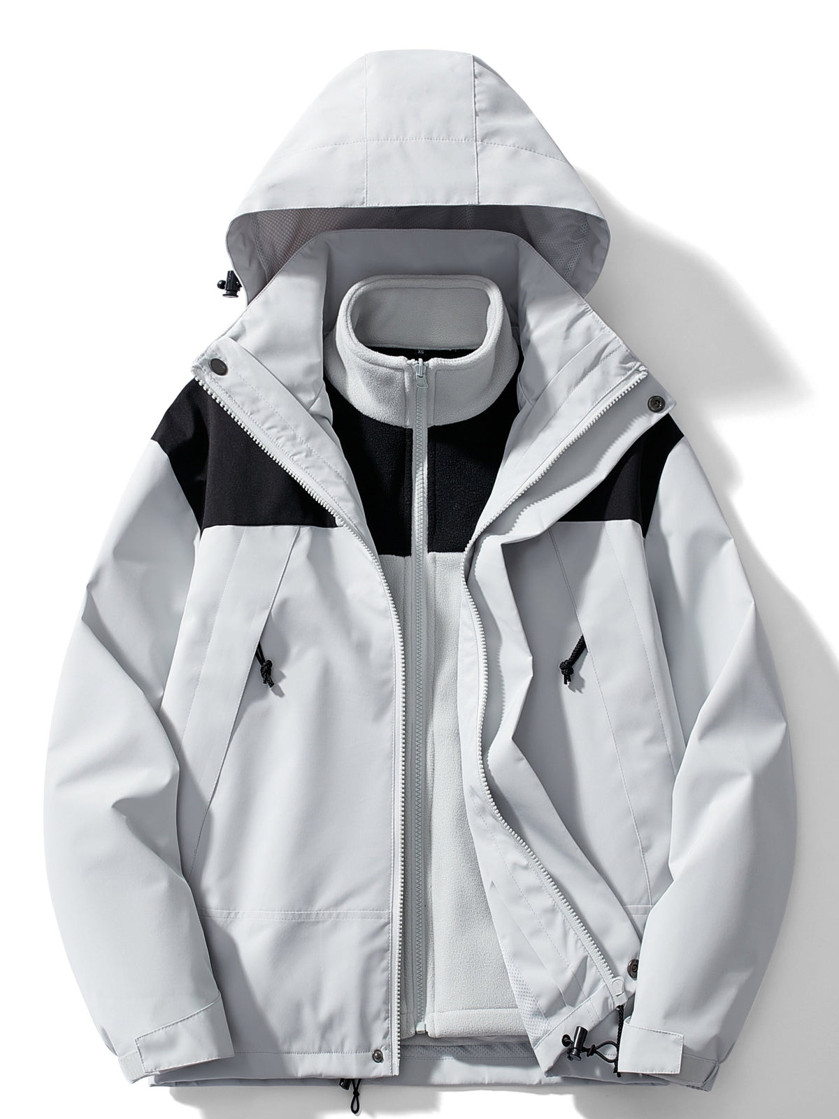 Amaya | Chaqueta 3 en 1 de mujer con capucha y forro polar - Gris