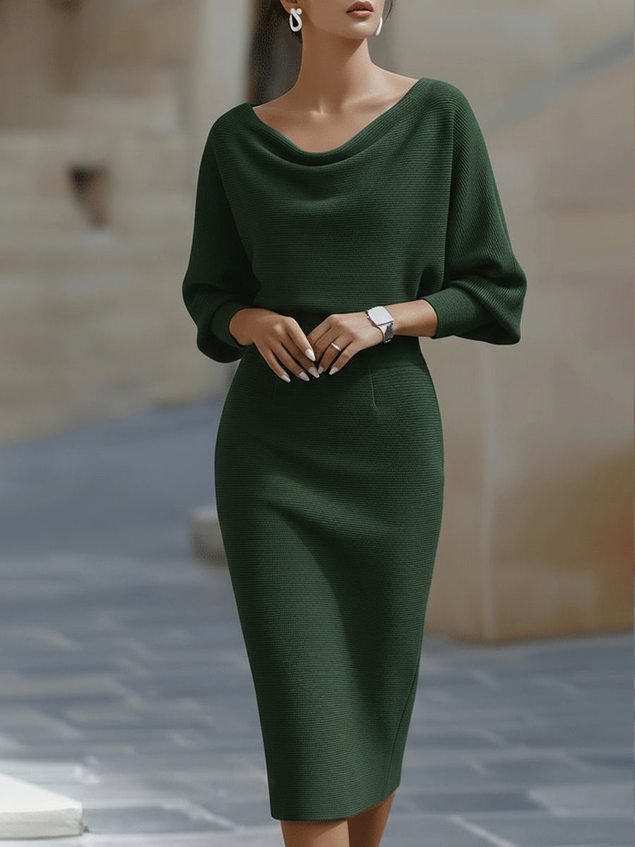 Amelia | Vestido de punto midi de mujer - Verde