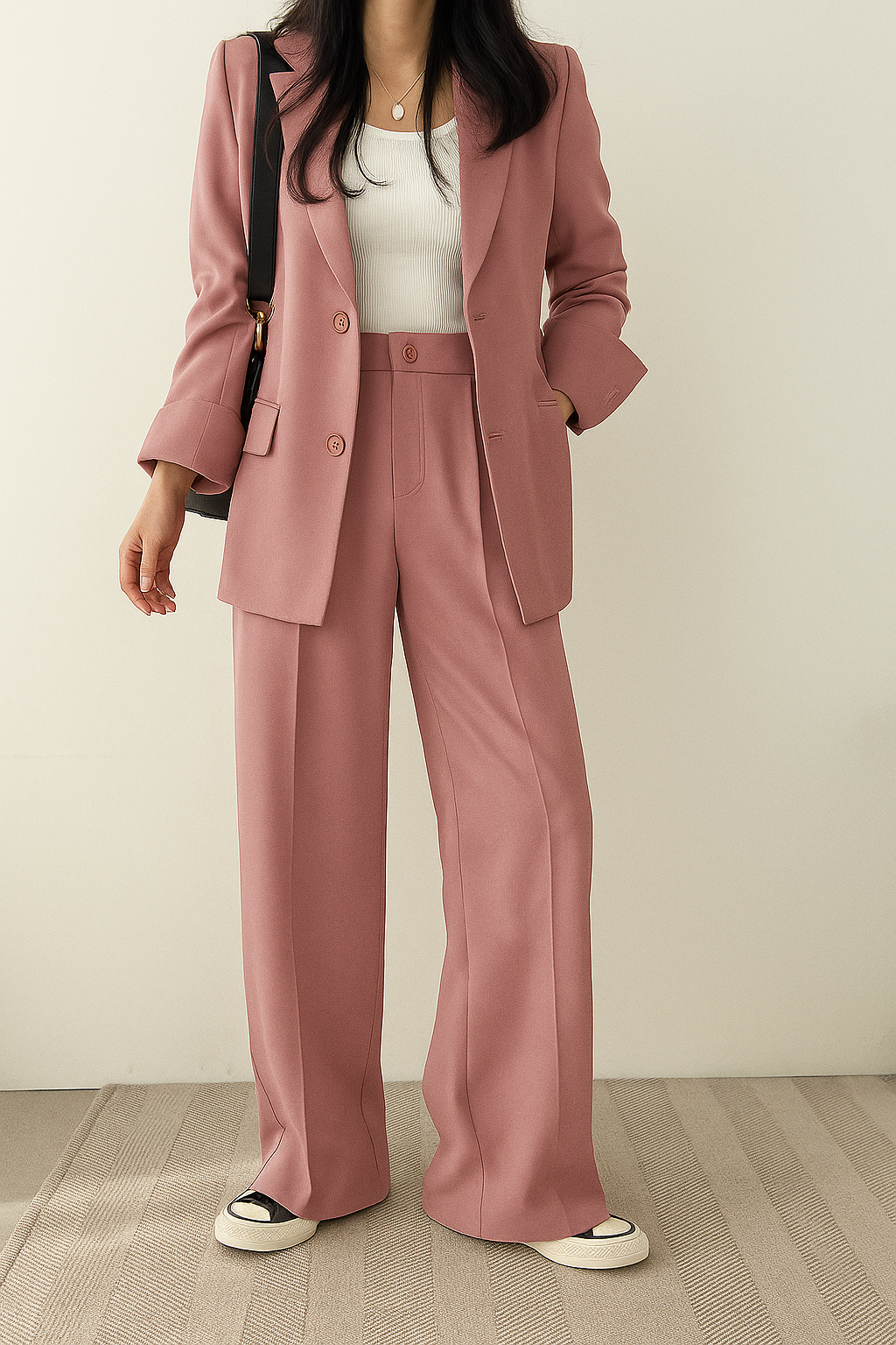 Andrea | Traje de dos piezas de mujer, blazer y pantalón - Rosa