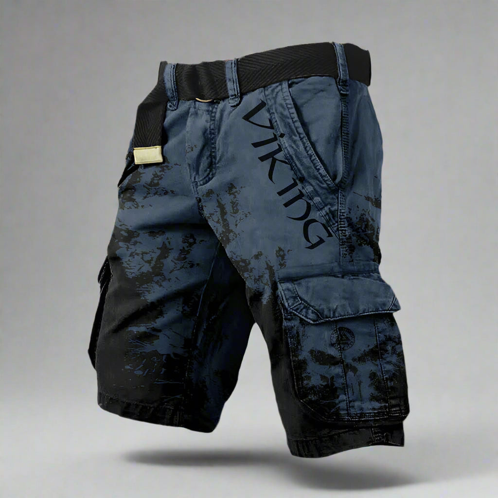 Andrés | Pantalón corto cargo de hombre estampado - Azul oscuro