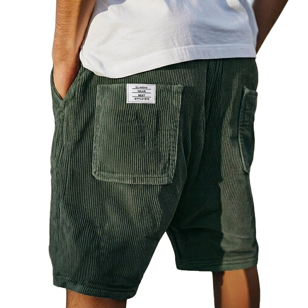 Andrés | Pantalón corto de pana de hombre - Verde oscuro