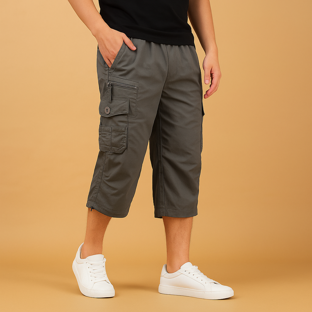 Antonio | Pantalón corto cargo de algodón para hombre - Gris claro
